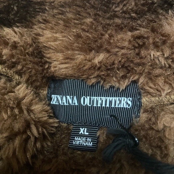 Zenana Brown Colorblock Oversized Quarter Zip Sherpa Pullover Size XL - Picture 4 of 6